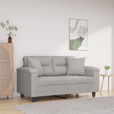 vidaXL 2-miestna pohovka s vankúšmi bledosivá 120 cm mikrovlákno