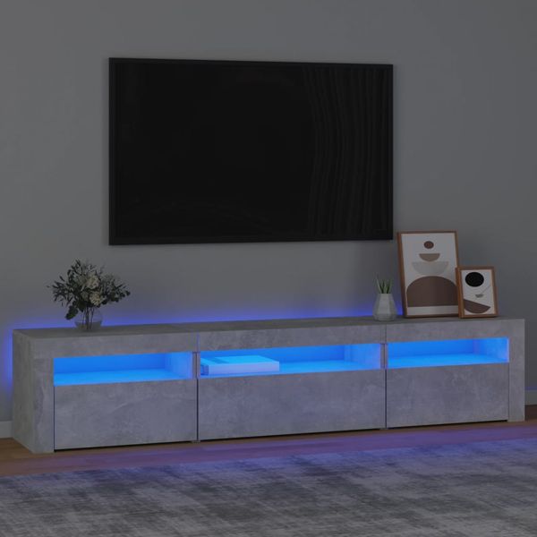 vidaXL TV skrinka s LED svetlami betónová sivá 195x35x40 cm