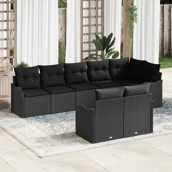 vidaXL Súprava záhradných pohoviek s úložiskom 8 pcs Čierna polyratan
