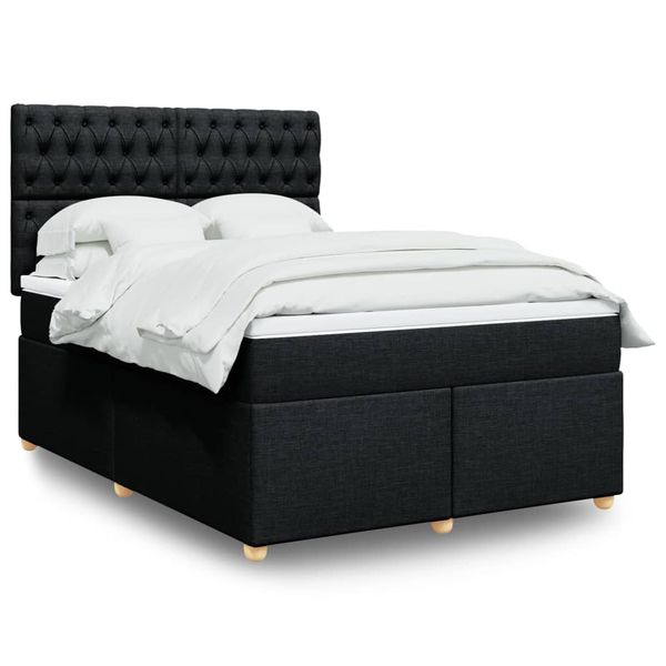 vidaXL Boxspring posteľ s matracom čierny 140x190 cm látka