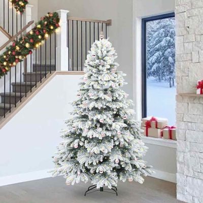 vidaXL Umelý vianočný stromček s 300 LED-i Biela 240 cm PE a PVC