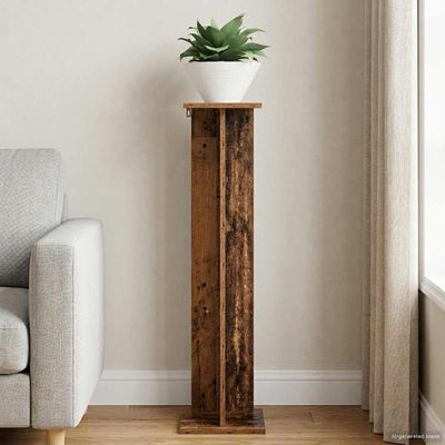vidaXL Stojan na rastliny Staré drevo 25 x 25,5 x 100,5 cm
