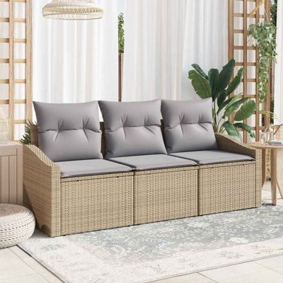 vidaXL Súprava záhradných pohoviek 3 pcs Beige a svetlo šedá polyratan