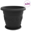 vidaXL Kvetináče 24 ks Čierna Ø 39 x 32 cm Plast
