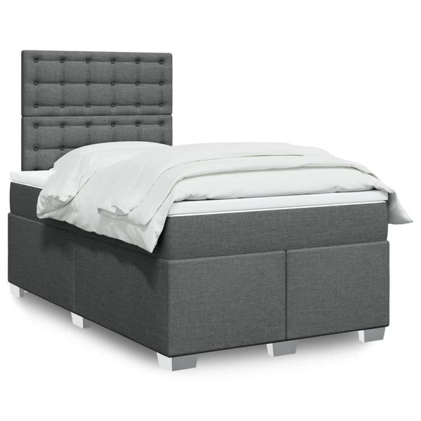 vidaXL Boxspring posteľ s matracom tmavosivý 120x200 cm látka
