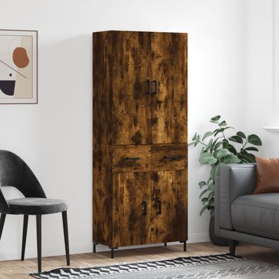 vidaXL Vysoká skrinka dymový dub 69,5x34x180 cm spracované drevo