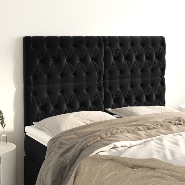 vidaXL Čelo postele čierne 160x7x118/128 cm zamatové