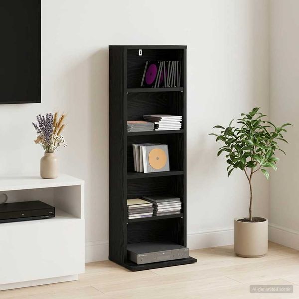 vidaXL CD Skrinka Čierny dub 33 x 23,5 x 97,5 cm Kompozitné drevo