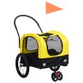 vidaXL Vozík pre domáce zvieratá na bicykel/beh 2-v-1, žlto čierny