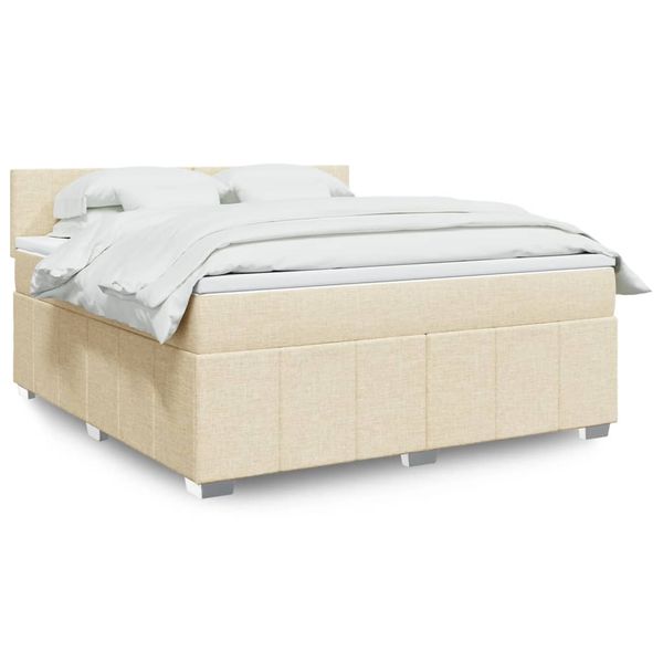 vidaXL Posteľný rám boxspring s matracom krémový 180x200 cm látka
