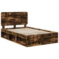 vidaXL Rám postele Dymová dub 120 x 200 cm Masívne borovicové drevo