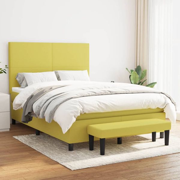 vidaXL Boxspring posteľ s matracom svetlozelená 140x190 cm látka