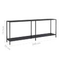 vidaXL Konzolový stolík čierny 200x35x75,5 cm tvrdené sklo