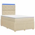 vidaXL LED boxspring posteľ s matracom Krémová 120 x 190 cm Látka