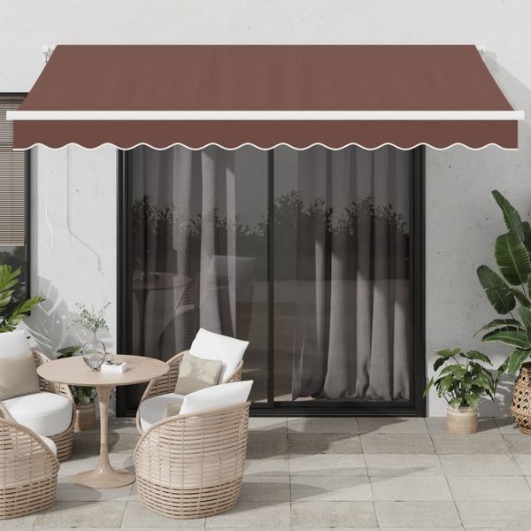vidaXL Automaticky zaťahovacia markíza s LED hnedá 350x250 cm