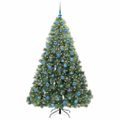 vidaXL Umelý vianočný stromček s 300 LED-i Zelená 180 cm PE a PVC