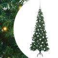 vidaXL Rohový umelý vianočný strom s 300 LED-i Zelená 180 cm PVC a kov