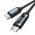 BWOO USB-C - USB-C kábel 1m 60W s LED displejom, opletený, čierny