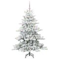 vidaXL Umelý Sklápací Vianočný Stromček Biela 150 cm PVC a oceľ