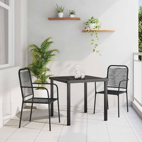 vidaXL Záhradný jedálenský set 3 pcs Čierna