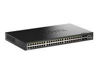 D-Link SmartPro DGS-1530-52P - Prepínač - inteligentný - 48 x 10/100/1000 (PoE+) + 4 x 10 Gigabit SFP+ - desktop, Dá sa montovať do rozvádzača - PoE+ (370 W)