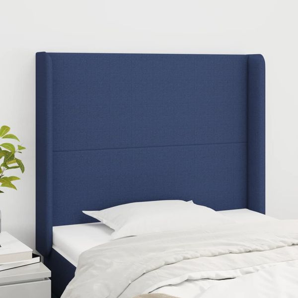 vidaXL Čelo postele so záhybmi modré 93x16x118/128 cm látka