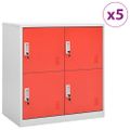 vidaXL Uzamykacie skrinky 5 ks bledosivé a červené 90x45x92,5 cm oceľové