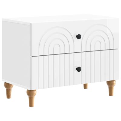 vidaXL Nočný stolík Biela s vysokým leskom 62 x 34,5 x 48 cm