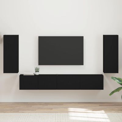 vidaXL Zostava TV skriniek 4 pcs Čierna Kompozitné drevo
