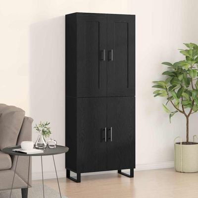 vidaXL Highboard Čierny dub 69,5 x 34 x 180 cm Kompozitné drevo