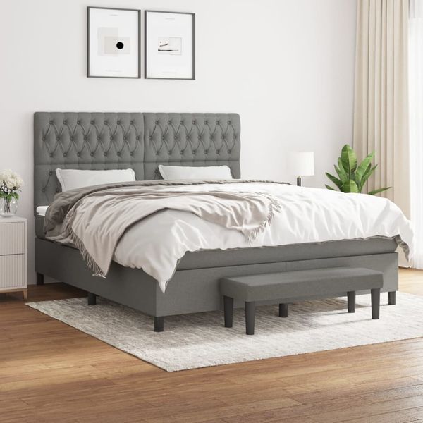 vidaXL Boxspring posteľ s matracom tmavosivá 180x200 cm látka