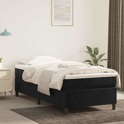 vidaXL Posteľný rám s boxspringom čierny 100x200 cm zamat