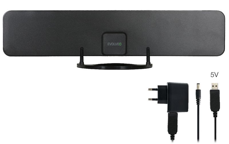 EVOLVEO Xany 2B, 230/5V, aktívna izbová anténa FM/DAB+/DVB-T2, filter LTE,4G,5G