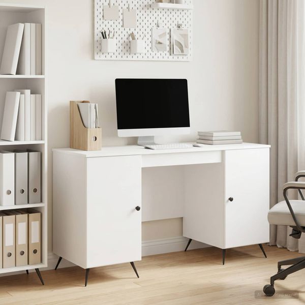 vidaXL Stôl Biela s vysokým leskom 142,5 x 50 x 75 cm Kompozitné drevo