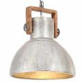 vidaXL Industriálna závesná lampa 25 W strieborná 40 cm okrúhla E27