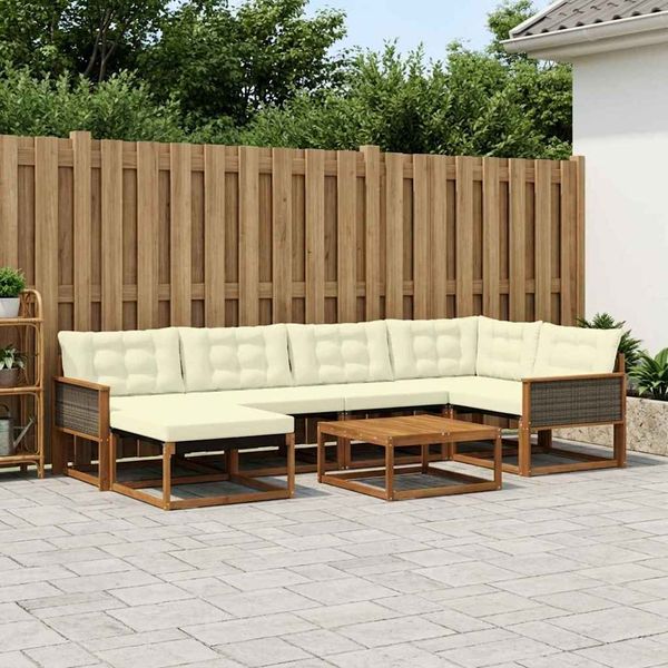 vidaXL Záhradná súprava gaučov s vankúšom 7 pcs Prírodná a krémová