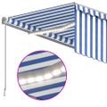 vidaXL Ručne zaťahovacia markíza s tienidlom&LED 3,5x2,5 m modro-biela