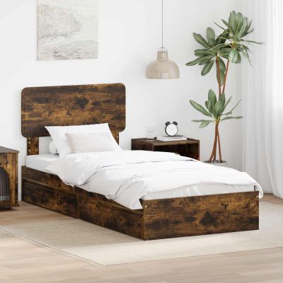 vidaXL Úložná posteľ Dymová dub 100 x 200 cm Kompozitné drevo