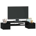 vidaXL Stojan na monitor čierny 70x27,5x15 cm masívna borovica