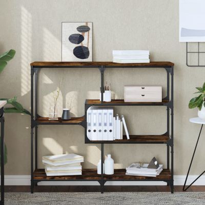 vidaXL Konzolový stolík dymový dub 103x32x95 cm kompozitné drevo