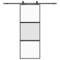 vidaXL Posuvné dvere s kovaním čierne 76x205 cm tvrdené sklo