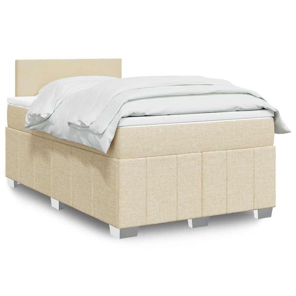 vidaXL Boxspring posteľ s matracom krémový 120x200 cm látka