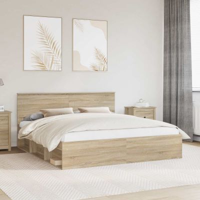 vidaXL Rám postele Sonoma 200 x 200 cm Kompozitné drevo