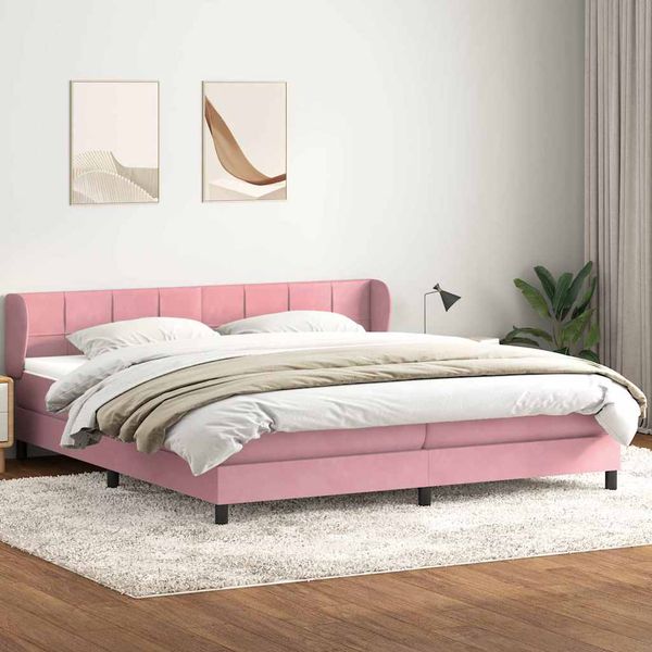vidaXL Posteľný rám boxsping s matracom ružová 180x220 cm zamat