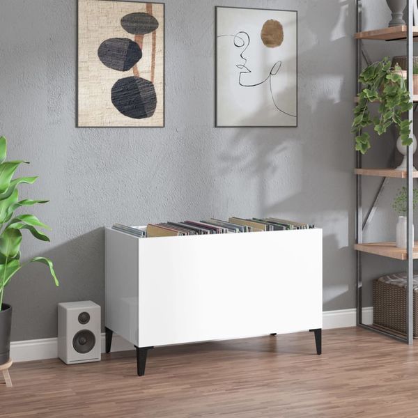 vidaXL Skrinka na platne lesklá biela 74,5x38x48 cm kompozitné drevo