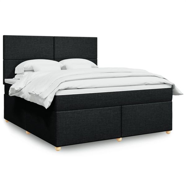 vidaXL Posteľný rám boxspring s matracom čierny 180x200 cm látka