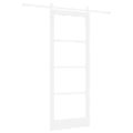 vidaXL Posuvné dvere 83 x 211 cm Masívne borovicové drevo a sklo Biela
