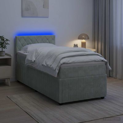 vidaXL Posteľ boxspring s matracom Svetlosivá 90 x 200 cm Zamat