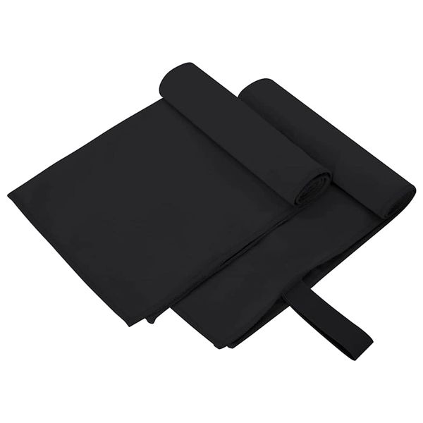 vidaXL Športové uteráky 2 pcs Čierna 50 x 30 cm Polyester a polyamid