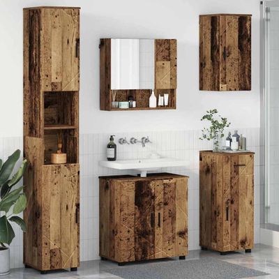 vidaXL Sada kúpeľňového nábytku so zásuvkou Nástenný 5 pcs Staré drevo